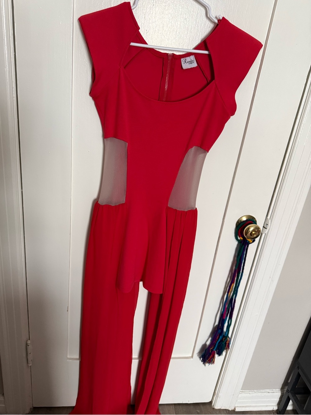 Funky Red Mesh-Panel mini dress